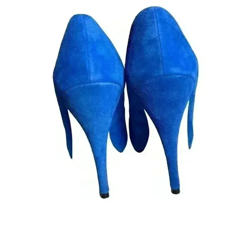 Steve Madden Trinitie Blue Suede Hidden Platform Stiletto Heel Sz 7.5 EUC